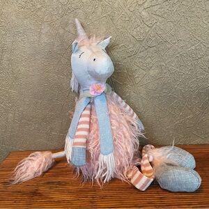 BURTON AND BURTON Unicorn Plush Long Legs Stuffed Animal Toy Fuzzy Fluffy Pink